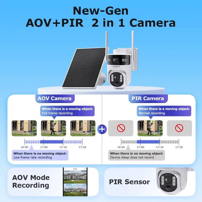 Caméra de surveillance extérieure LS VISION AOV+PIR WIFI/4G SIM avec suivi AI