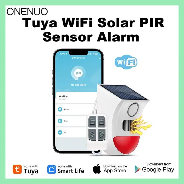 Alarme solaire Tuya WiFi 2-en-1 avec détecteur de mouvement 120 dB
