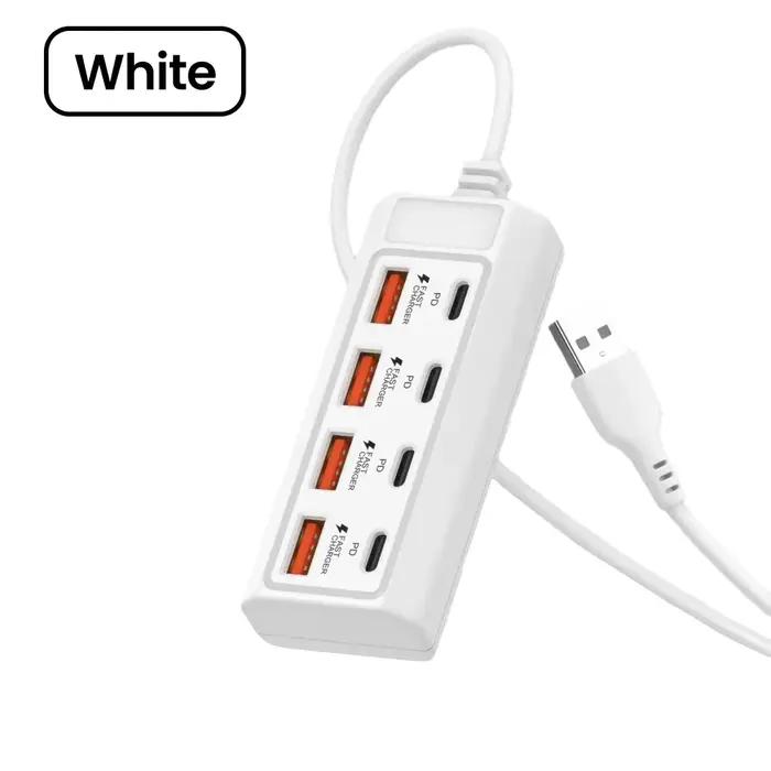 Station d'accueil 25W 8-en-1 USB charge rapide prise électrique Type C pour recharge rapide et sécurisée à domicile et au bureau pour recharger smartphones tablettes et ordinateurs portables