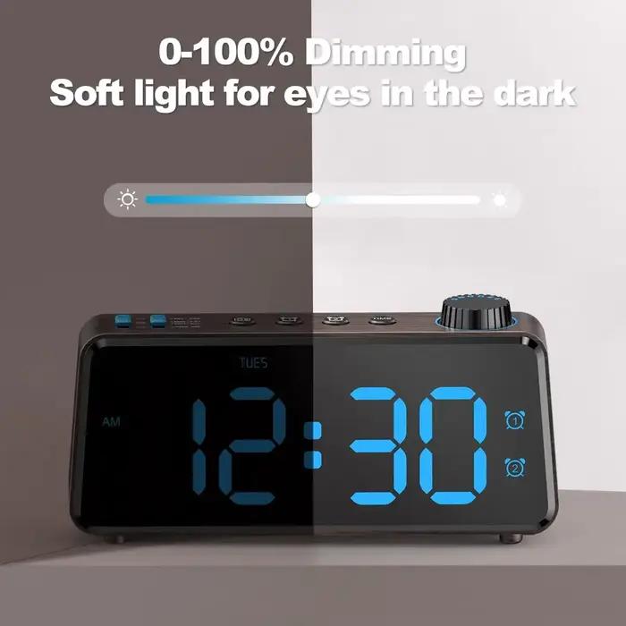 Réveil Numérique Radio FM avec Grand Écran LED