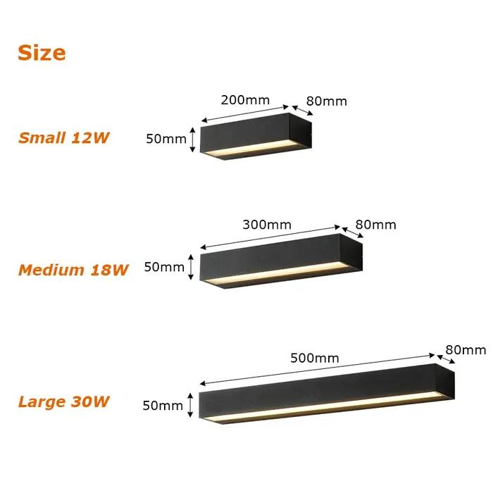 12W 18W 30W mur LED lampe extérieure bande étanche appliques murales porche signe éclairage cour jar