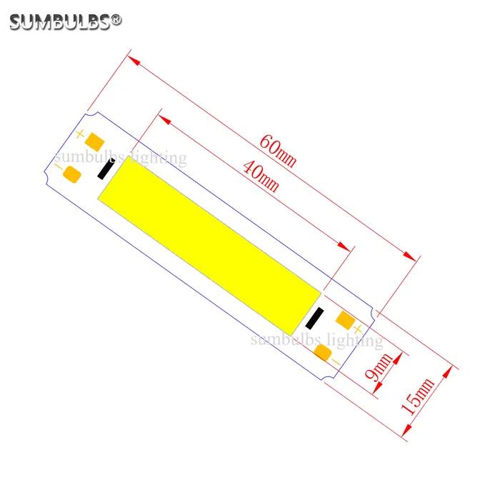 Ampoules LED SUMBULBS 5V COB 60x15mm Blanches Froides et Chaudes pour Jardin, Bricolage, Lampes de Bureau et Applications Professionnelles