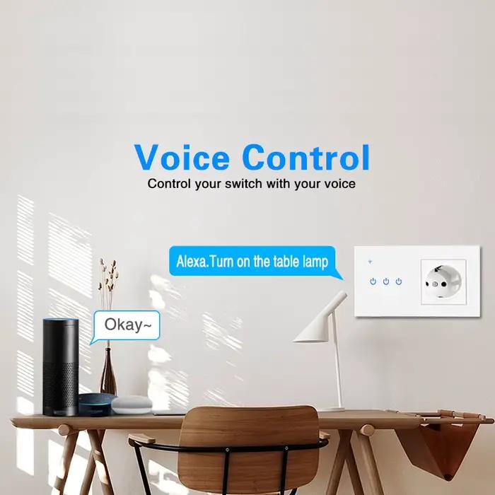 146*86 EU maison intelligente Tuya Wifi interrupteur prise panneau de verre capteur bouton Inteligente fonctionne avec