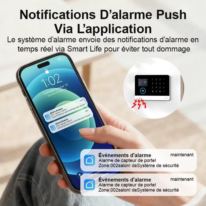 PGST kit sécurité alarme anti intrusion WiFi 4G 2G GSM Works with Tuya Smart Life système sans fil connecté pour maison commerce surveillance mobile installation rapide protection 24h sur 24