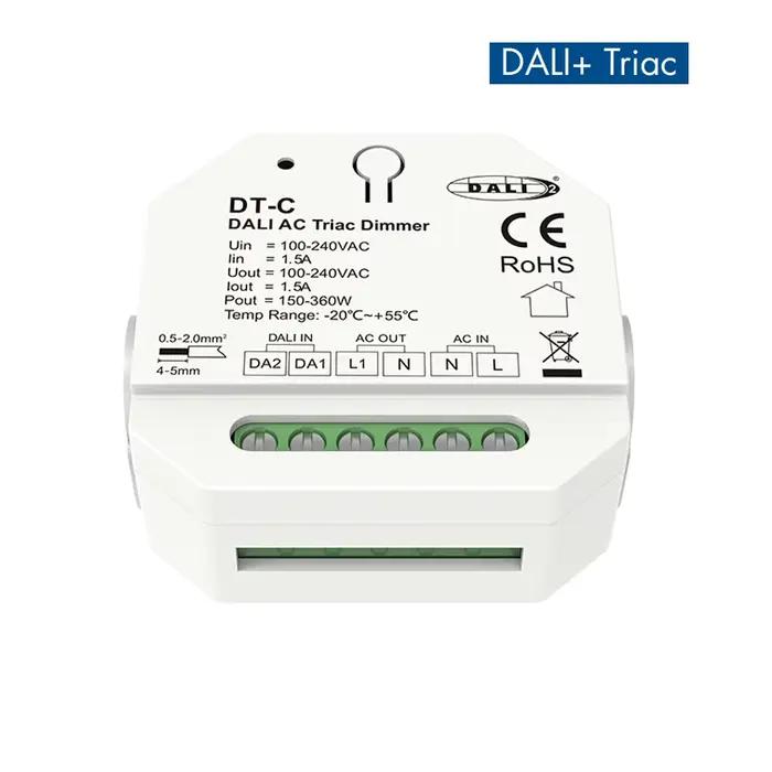 DALI AC Triac variateur DT-C avec interrupteur poussoir gradation traînant DT4 bord