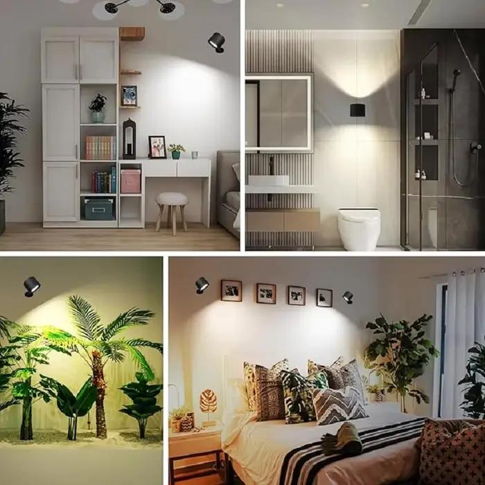 LED appliques murales lumière contrôle tactile Double tête applique 360 rotatif 3 couleurs