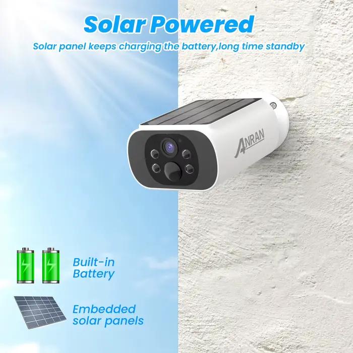 ANRAN 2K Kit de système de caméra solaire 4MP