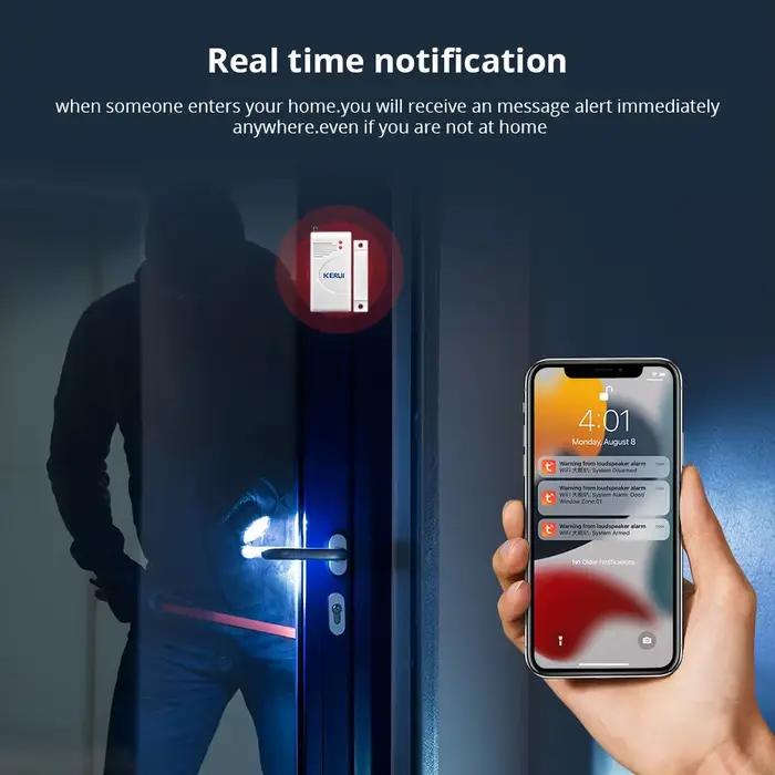Kit de système d'alarme de sécurité WIFI intelligent KERUI pour maison et entreprise protection anti-intrusion haut-parleur sirène 110dB