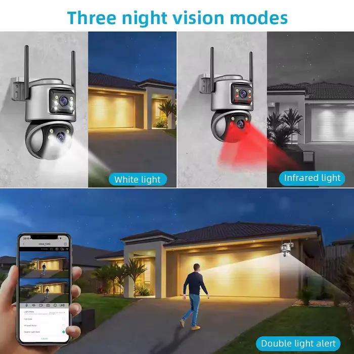 Icsee 8MP 4K WiFi caméra extérieure double objectif