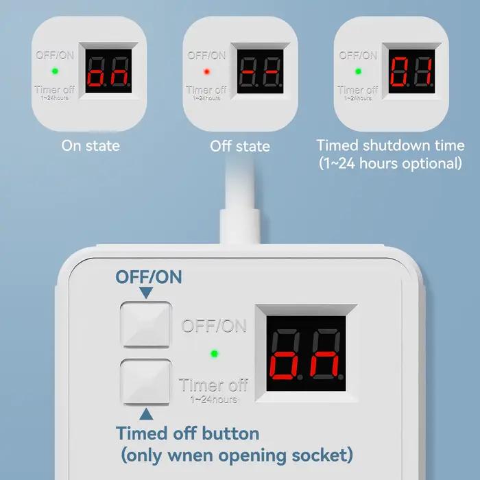 Multiprise UE 7 en 1 Protection Contre Les Surtensions Rallonge De 1 5m 3 Prises CA 3 USB 1 Type C Charge De Bureau Chronometree Occasions Speciales Bureau Salon Chambre Ordinateur
