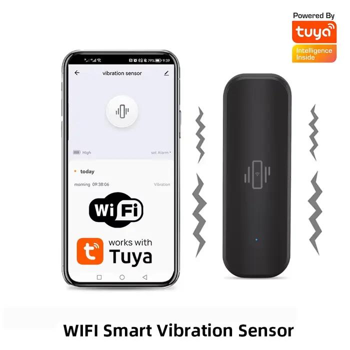 Capteur de vibrations WiFi ou Zigbee, Protection de sécurité domestique, application Tuya Smart Life