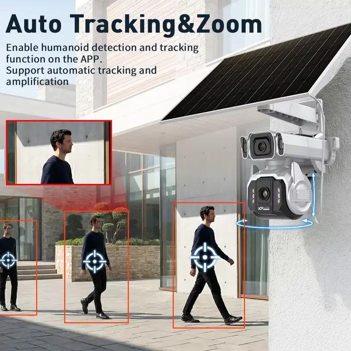 Caméras de surveillance solaires LS VISION 10MP à 2 écrans AOV 4G avec zoom optique 12X